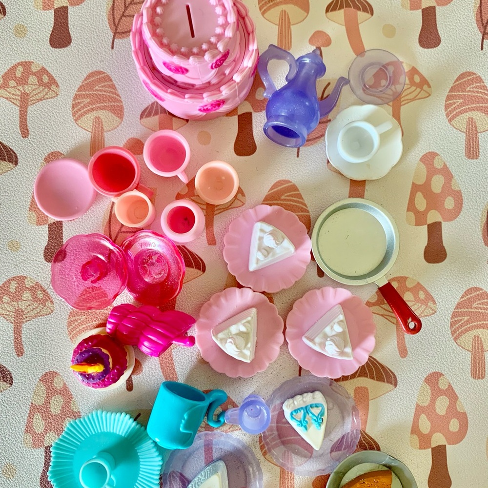 Barbie Celebration cake plates cups fry pan lot